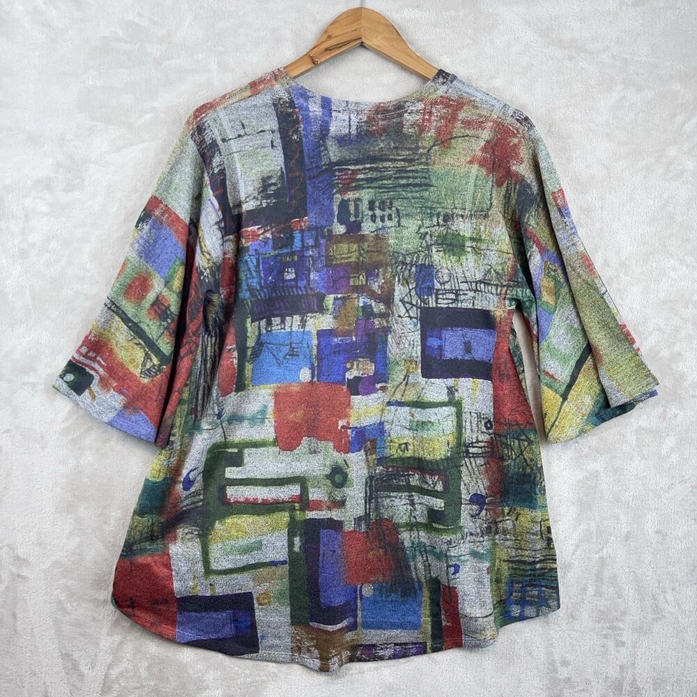 Inoah Abstract Art Print Swing Top Med Made In USA Lagenlook Boho Whimsigoth - Picture 2 of 10